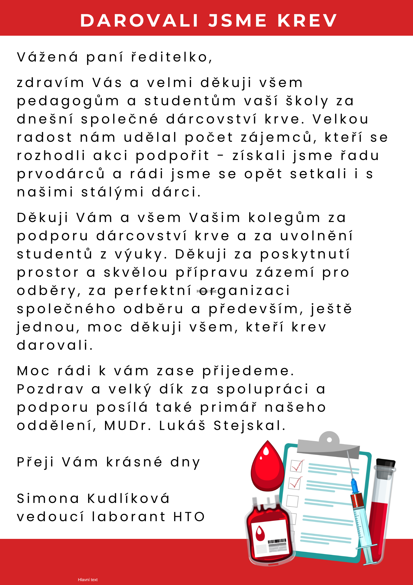 mobilní darování krve ve spolupráci s opavskou nemocnicí, žáci a zaměstnanci darují krev